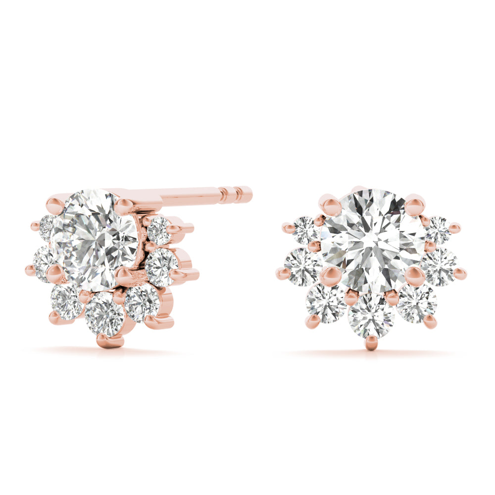 0.95ct Diamond Cluster Halo Stud Earrings – 18ct Gold (White / Yellow / Rose)