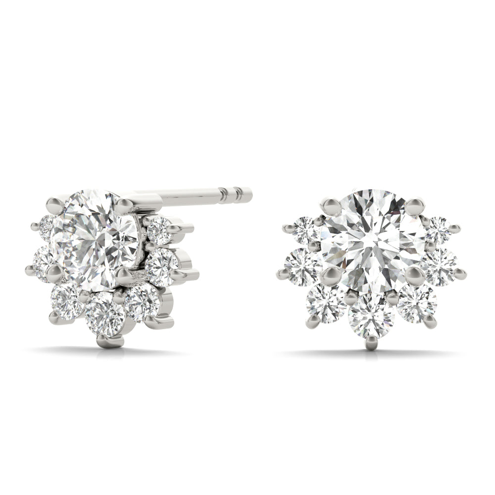 0.95ct Diamond Cluster Halo Stud Earrings – 18ct Gold (White / Yellow / Rose)