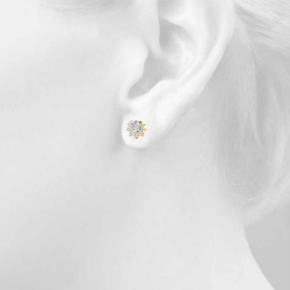 0.95ct Diamond Cluster Halo Stud Earrings – 18ct Gold (White / Yellow / Rose)