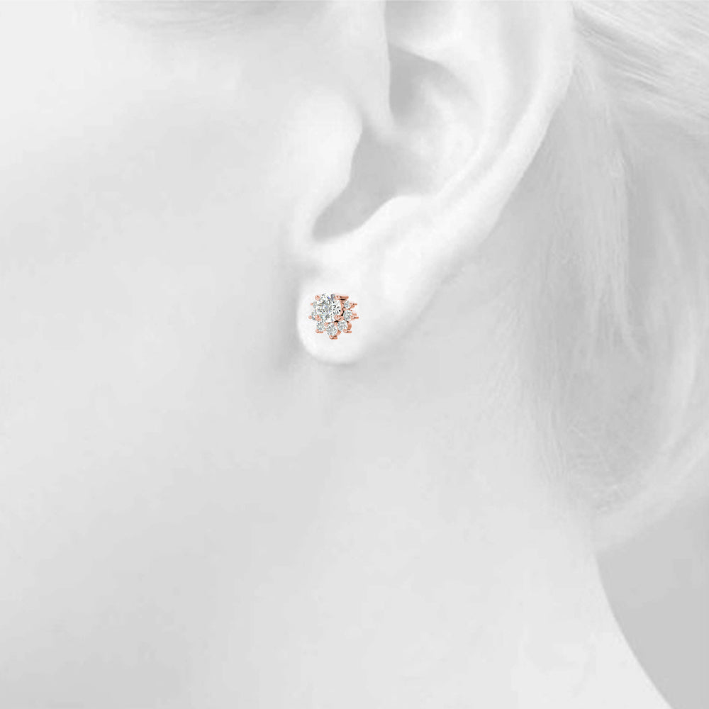 0.95ct Diamond Cluster Halo Stud Earrings – 18ct Gold (White / Yellow / Rose)