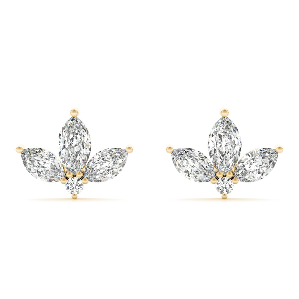 0.50ct Marquise Diamond Cluster Stud Earrings – 18ct Gold (White / Yellow / Rose)