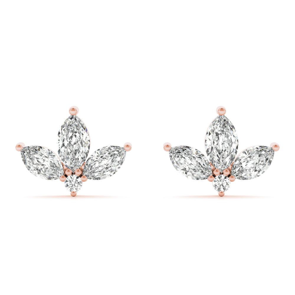 0.50ct Marquise Diamond Cluster Stud Earrings – 18ct Gold (White / Yellow / Rose)