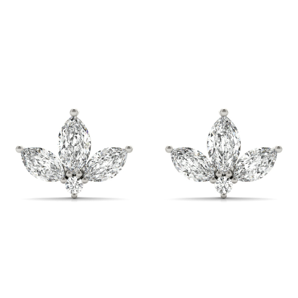 0.50ct Marquise Diamond Cluster Stud Earrings – 18ct Gold (White / Yellow / Rose)