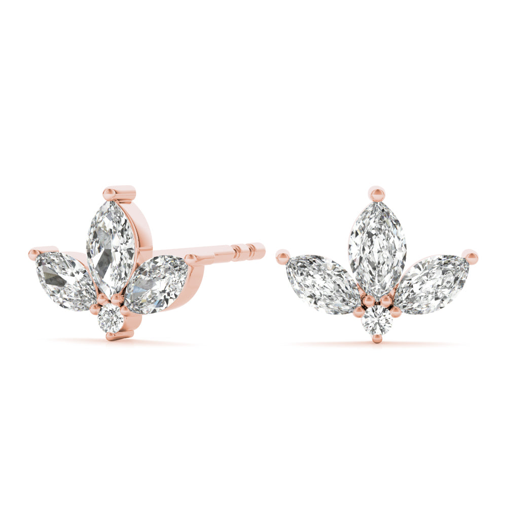0.50ct Marquise Diamond Cluster Stud Earrings – 18ct Gold (White / Yellow / Rose)