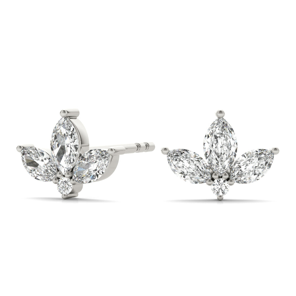 0.50ct Marquise Diamond Cluster Stud Earrings – 18ct Gold (White / Yellow / Rose)