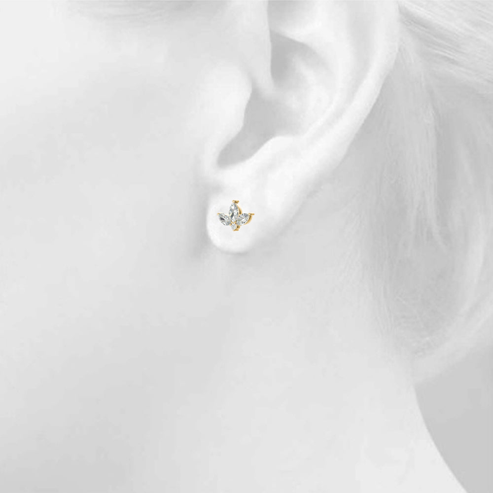 0.50ct Marquise Diamond Cluster Stud Earrings – 18ct Gold (White / Yellow / Rose)