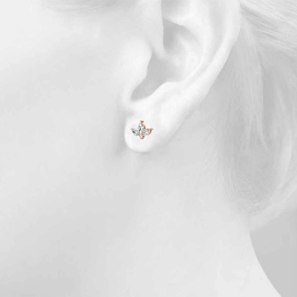 0.50ct Marquise Diamond Cluster Stud Earrings – 18ct Gold (White / Yellow / Rose)
