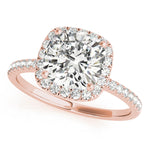 Cushion Cut Diamond Halo Engagement Ring – 18ct Rose Gold Romance