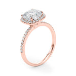 Cushion Cut Diamond Halo Engagement Ring – 18ct Rose Gold Romance