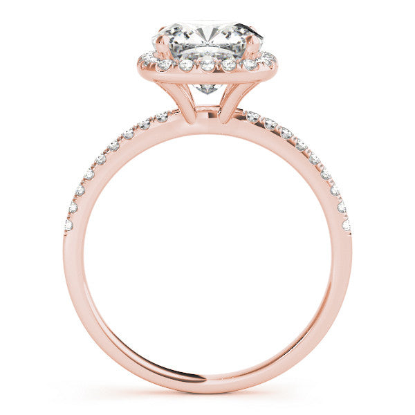 Cushion Cut Diamond Halo Engagement Ring – 18ct Rose Gold Romance