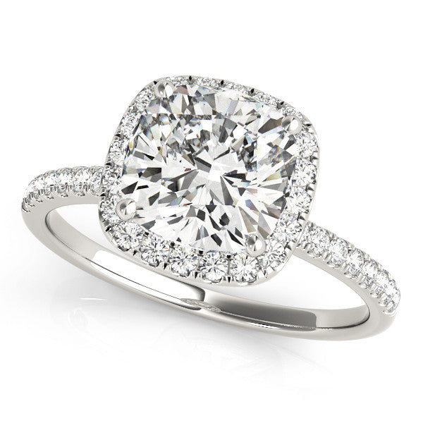 Cushion Cut Diamond Halo Engagement Ring – 18ct White Gold Masterpiece