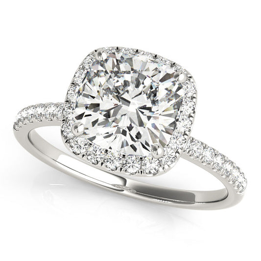 Cushion Cut Diamond Halo Engagement Ring – 18ct White Gold Masterpiece