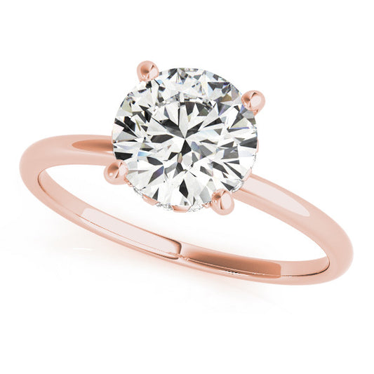 1ct Round Brilliant Diamond Engagement Ring with Hidden Halo – 18ct Rose Gold Romantic Brilliance