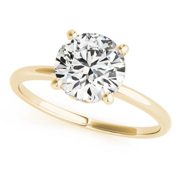 1ct Round Brilliant Diamond Engagement Ring with Hidden Halo – 18ct Yellow Gold Classic Radiance