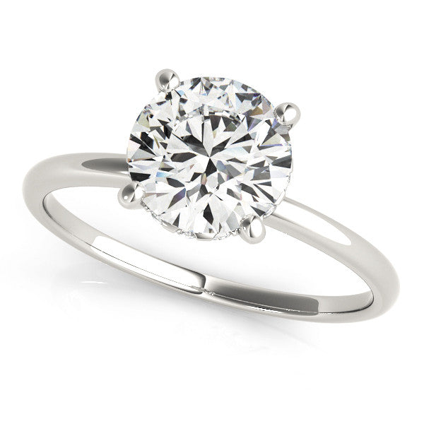 1ct Round Brilliant Diamond Engagement Ring with Hidden Halo – 18ct White Gold Timeless Elegance