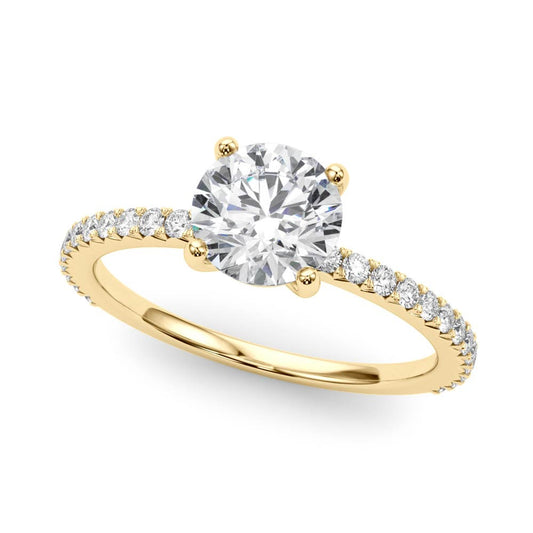 2ct Round Brilliant Diamond Engagement Ring with Claw-Set Shoulder Diamonds – 18ct Yellow Gold Classic Warmth