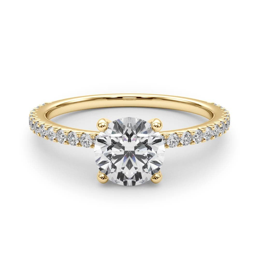 2ct Round Brilliant Diamond Engagement Ring with Claw-Set Shoulder Diamonds – 18ct Yellow Gold Classic Warmth