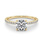 2ct Round Brilliant Diamond Engagement Ring with Claw-Set Shoulder Diamonds – 18ct Yellow Gold Classic Warmth