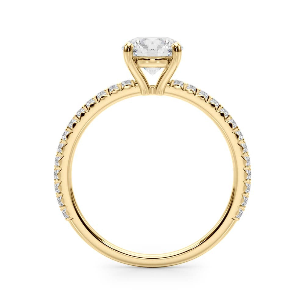 2ct Round Brilliant Diamond Engagement Ring with Claw-Set Shoulder Diamonds – 18ct Yellow Gold Classic Warmth