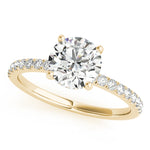 1ct Round Brilliant Diamond Engagement Ring with Hidden Halo & Claw-Set Shoulders – 18ct Yellow Gold Classic Radiance