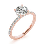 1ct Round Brilliant Diamond Engagement Ring with Hidden Halo & Cut Claw Set Shoulders – 18ct Rose Gold Romantic Elegance