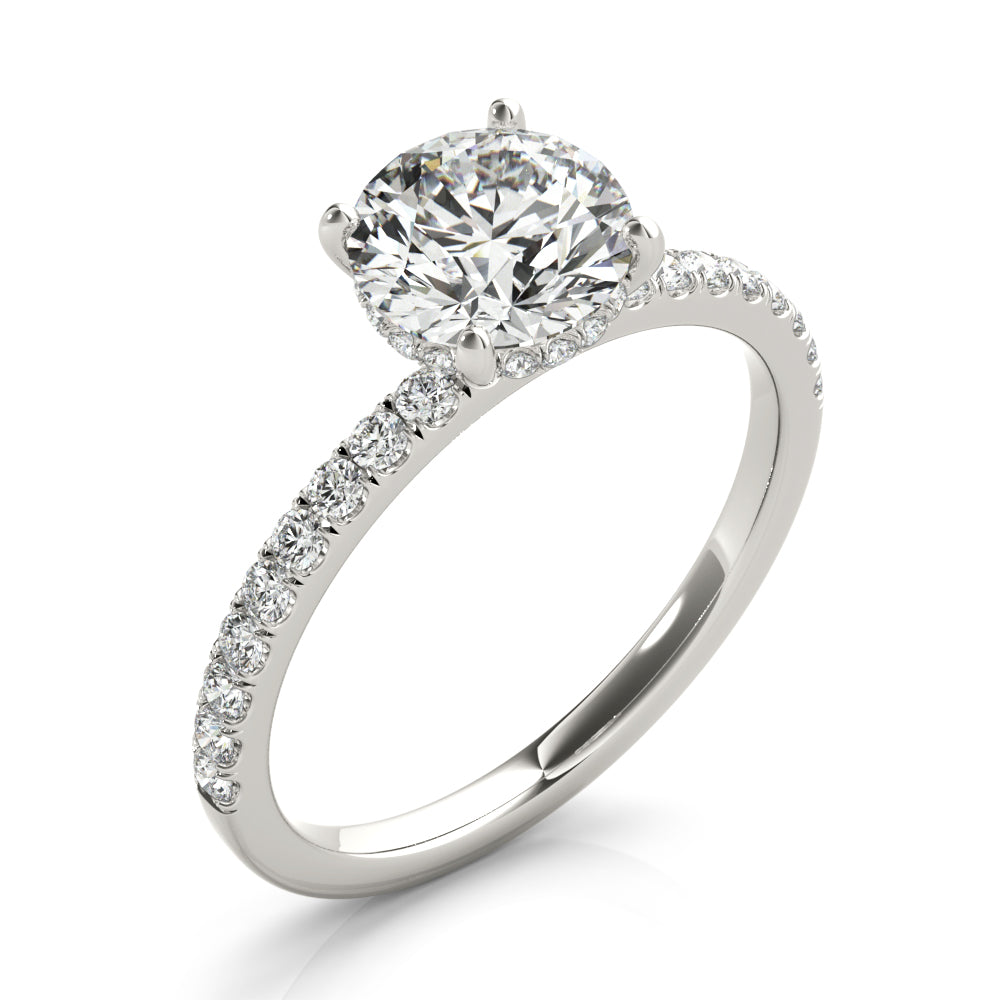 1ct Round Brilliant Diamond Engagement Ring with Hidden Halo & Cut Claw Set Shoulders – 18ct White Gold Timeless Brilliance