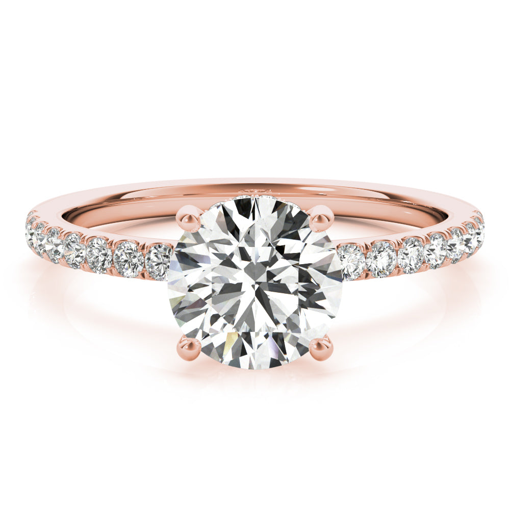 1ct Round Brilliant Diamond Engagement Ring with Hidden Halo & Cut Claw Set Shoulders – 18ct Rose Gold Romantic Elegance