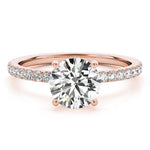 1ct Round Brilliant Diamond Engagement Ring with Hidden Halo & Cut Claw Set Shoulders – 18ct Rose Gold Romantic Elegance
