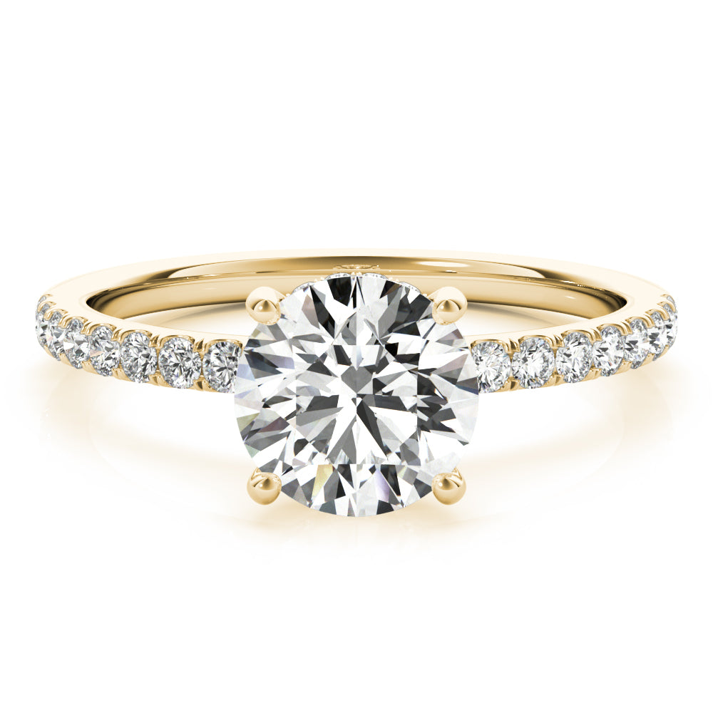 1ct Round Brilliant Diamond Engagement Ring with Hidden Halo & Claw-Set Shoulders – 18ct Yellow Gold Classic Radiance