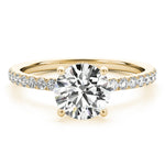 1ct Round Brilliant Diamond Engagement Ring with Hidden Halo & Claw-Set Shoulders – 18ct Yellow Gold Classic Radiance