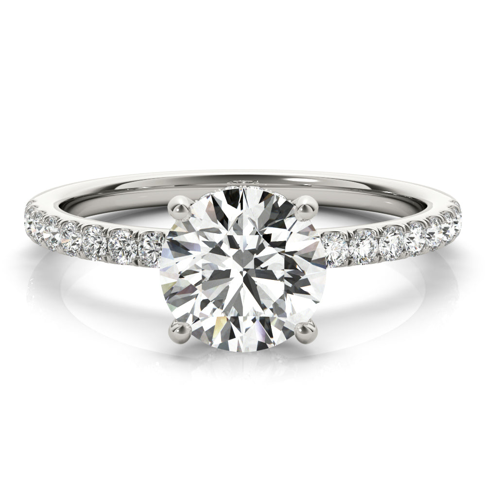 1ct Round Brilliant Diamond Engagement Ring with Hidden Halo & Cut Claw Set Shoulders – 18ct White Gold Timeless Brilliance