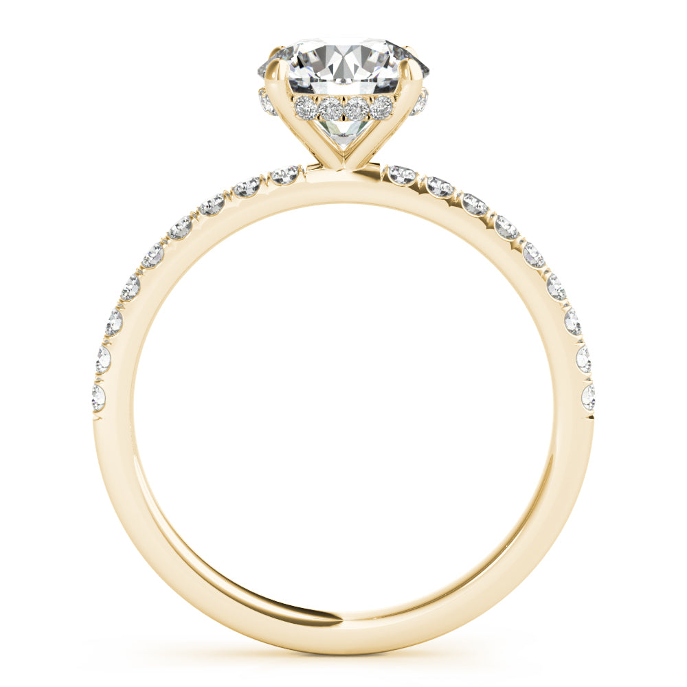 1ct Round Brilliant Diamond Engagement Ring with Hidden Halo & Claw-Set Shoulders – 18ct Yellow Gold Classic Radiance