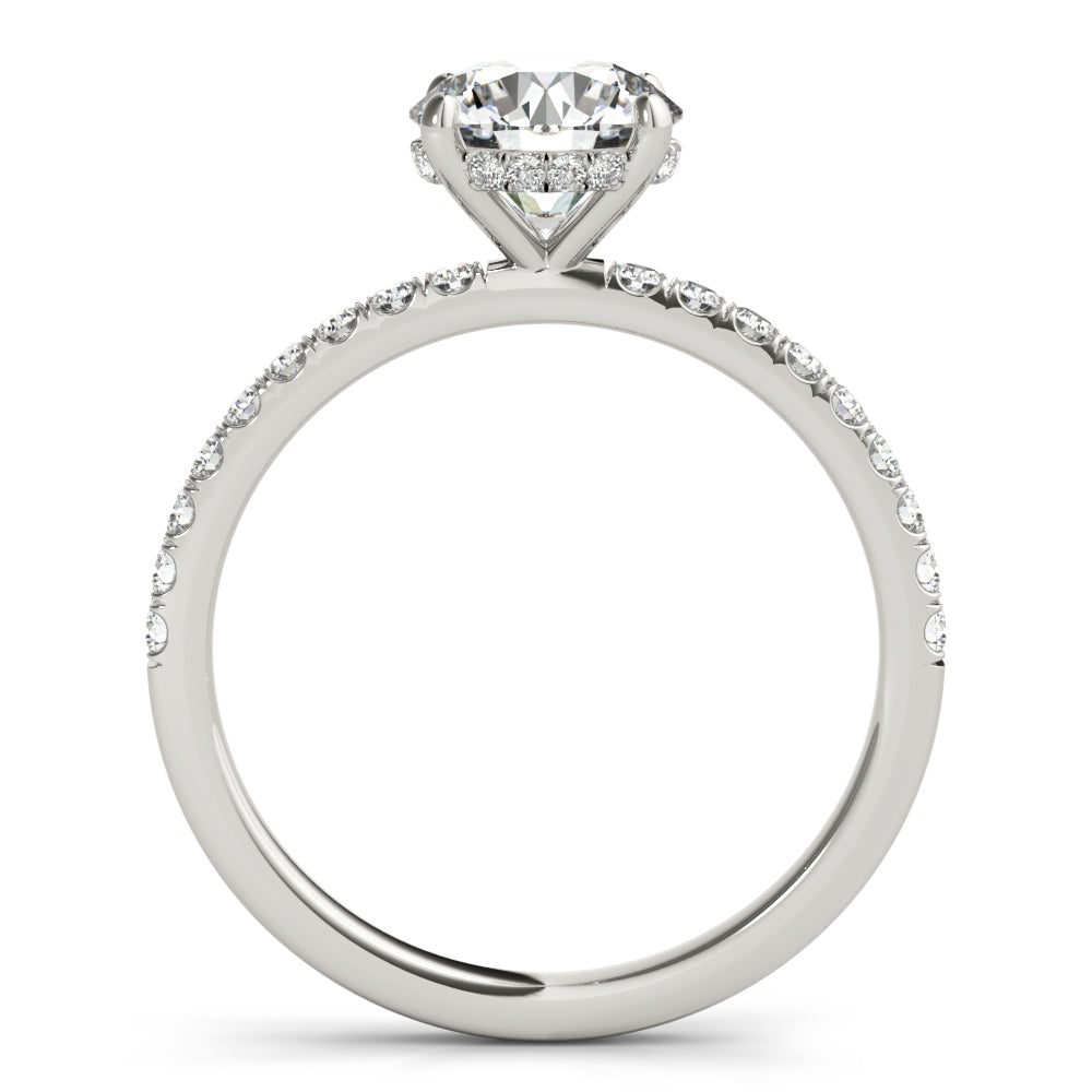1ct Round Brilliant Diamond Engagement Ring with Hidden Halo & Cut Claw Set Shoulders – 18ct White Gold Timeless Brilliance