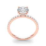 1ct Round Brilliant Diamond Engagement Ring with Hidden Halo & Cut Claw Set Shoulders – 18ct Rose Gold Romantic Elegance