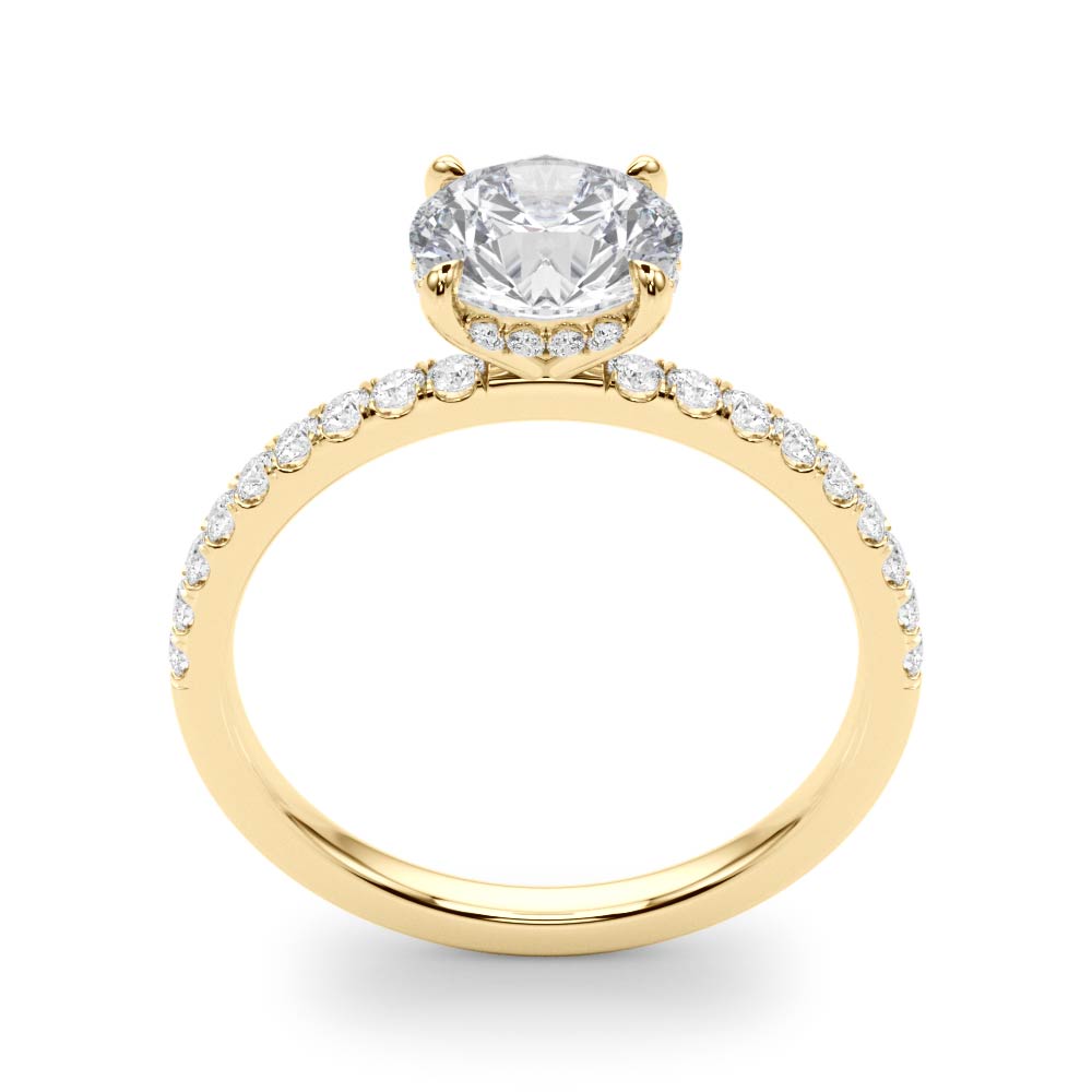 1ct Round Brilliant Diamond Engagement Ring with Hidden Halo & Claw-Set Shoulders – 18ct Yellow Gold Classic Radiance