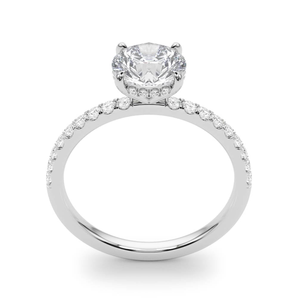 1ct Round Brilliant Diamond Engagement Ring with Hidden Halo & Cut Claw Set Shoulders – 18ct White Gold Timeless Brilliance