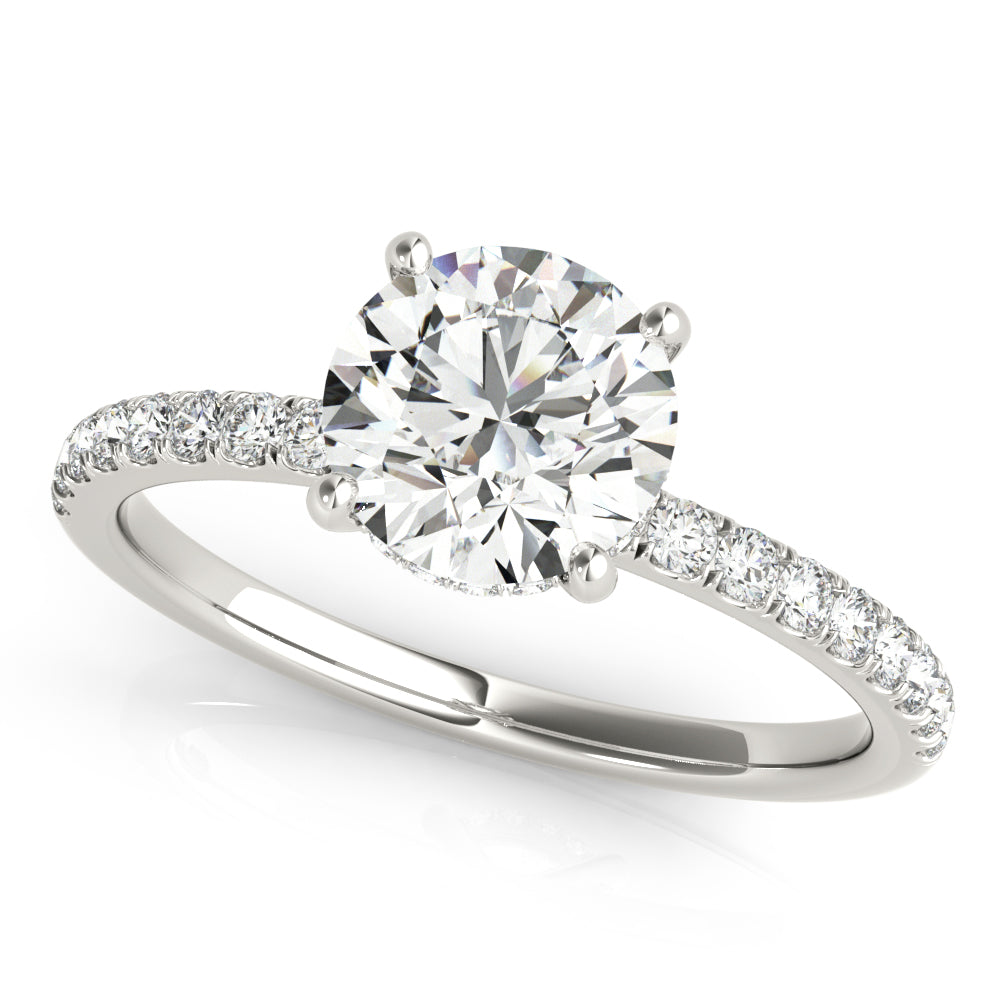 1ct Round Brilliant Diamond Engagement Ring with Hidden Halo & Cut Claw Set Shoulders – 18ct White Gold Timeless Brilliance