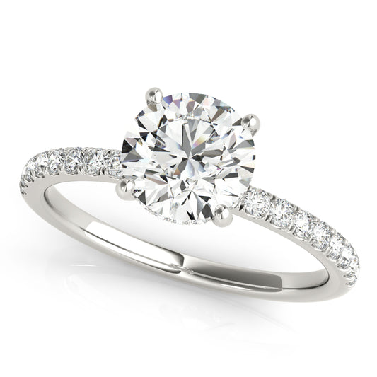 1ct Round Brilliant Diamond Engagement Ring with Hidden Halo & Cut Claw Set Shoulders – 18ct White Gold Timeless Brilliance