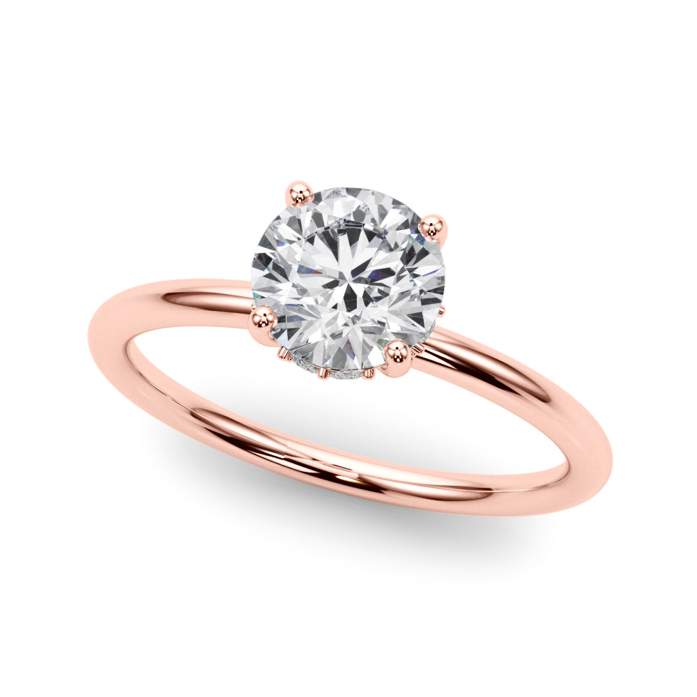 1ct F VS Round Brilliant Hidden Halo Engagement Ring – Total 1.08ct Diamonds (18ct Gold)