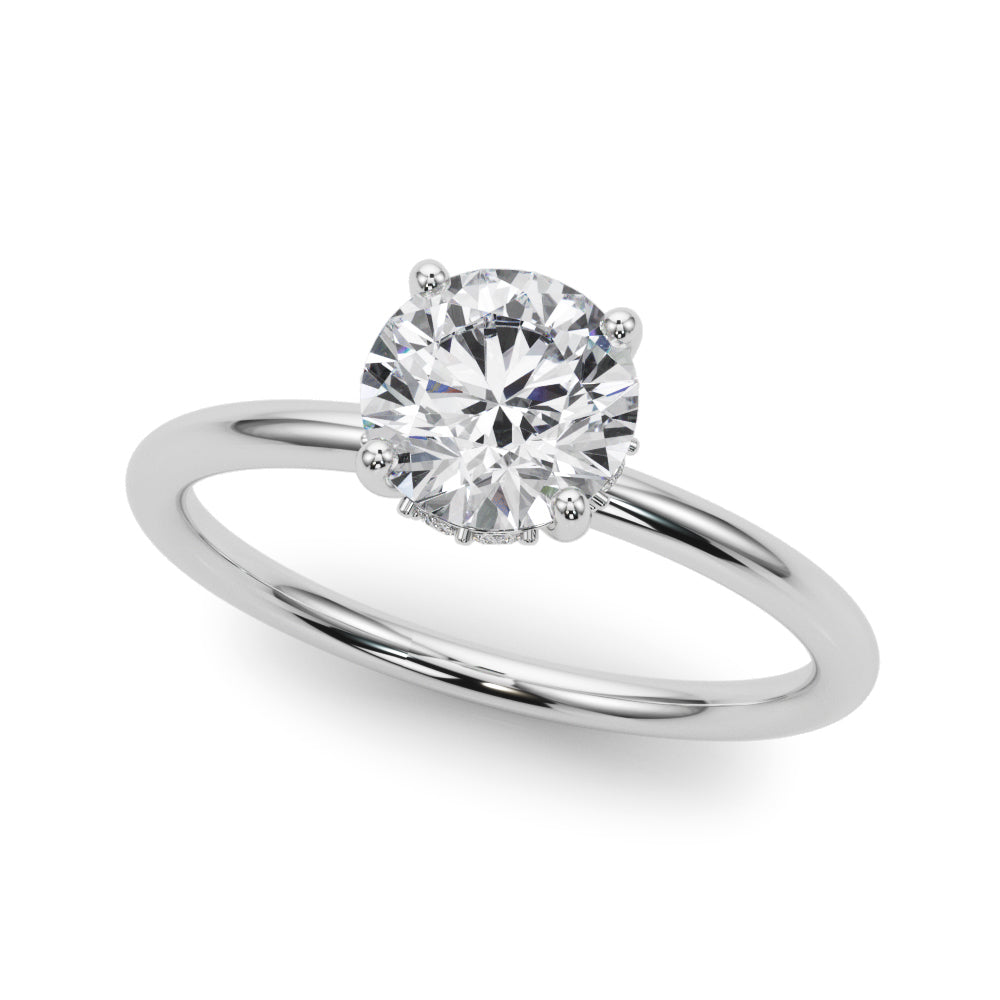 1ct F VS Round Brilliant Hidden Halo Engagement Ring – Total 1.08ct Diamonds (18ct Gold)
