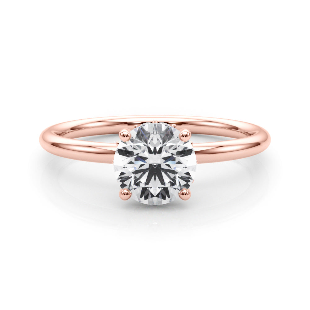 1ct F VS Round Brilliant Hidden Halo Engagement Ring – Total 1.08ct Diamonds (18ct Gold)