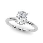 1ct Oval Diamond Solitaire Engagement Ring with Hidden Halo – 18ct White Gold Timeless Elegance