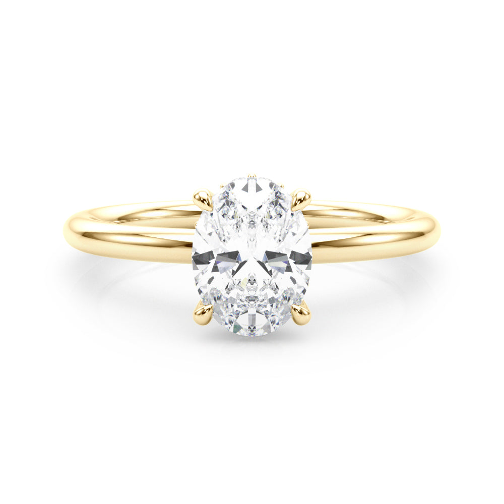 1ct Oval Diamond Solitaire Engagement Ring with Hidden Halo – 18ct White Gold Timeless Elegance