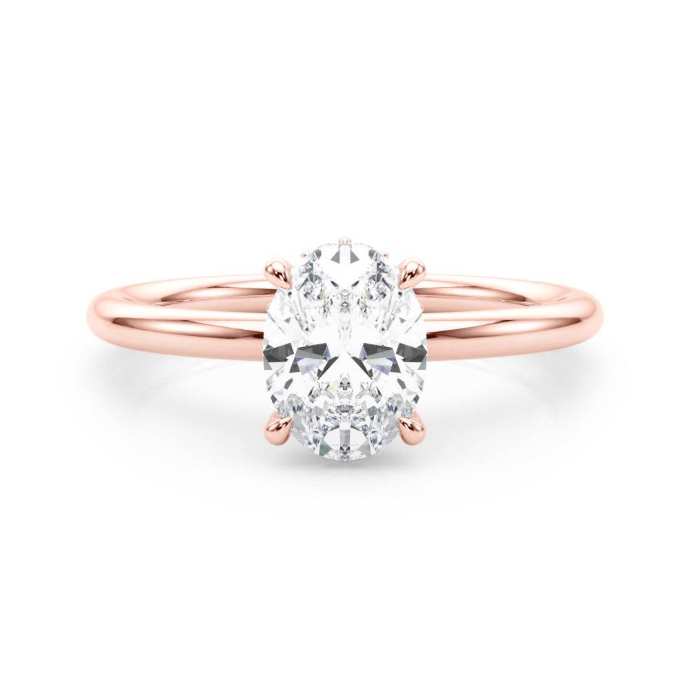 1ct Oval Diamond Solitaire Engagement Ring with Hidden Halo – 18ct White Gold Timeless Elegance