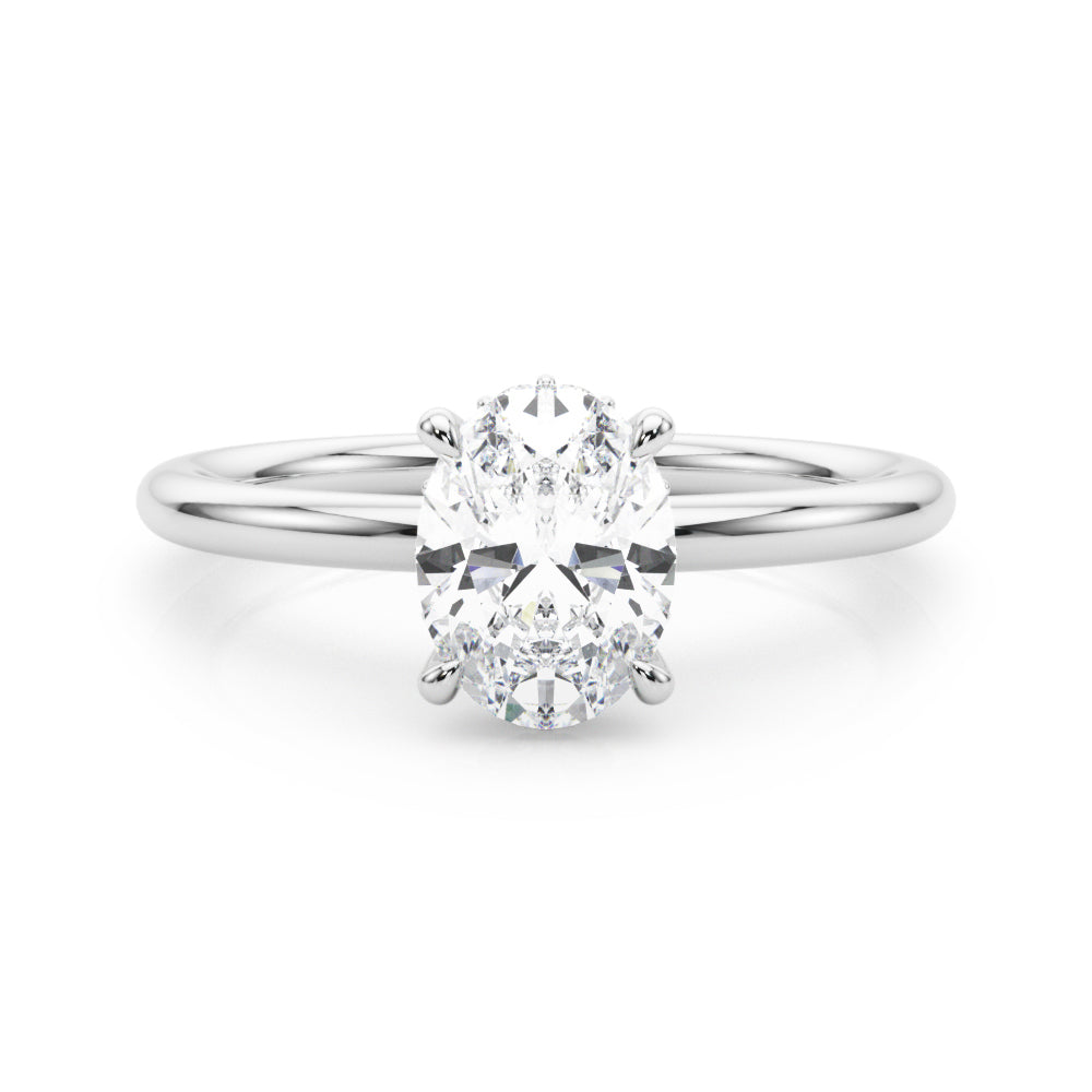 1ct Oval Diamond Solitaire Engagement Ring with Hidden Halo – 18ct White Gold Timeless Elegance