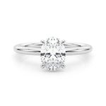 1ct Oval Diamond Solitaire Engagement Ring with Hidden Halo – 18ct White Gold Timeless Elegance