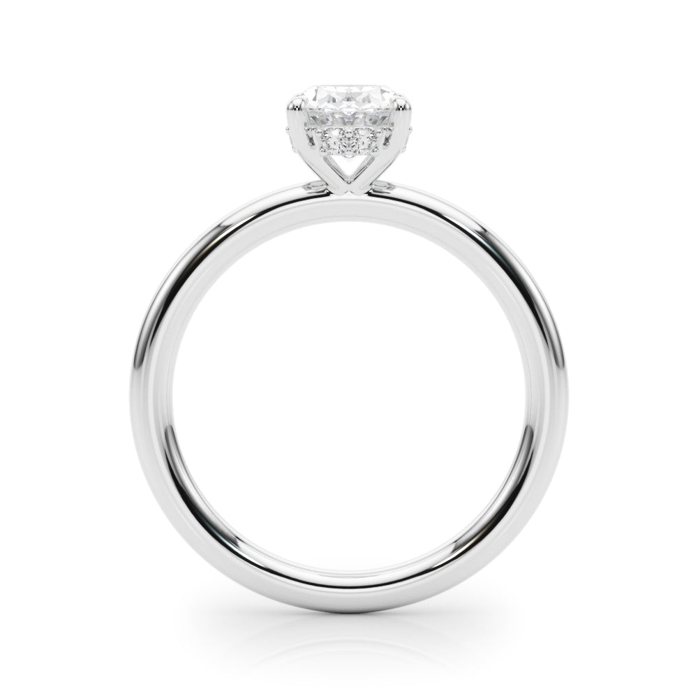 1ct Oval Diamond Solitaire Engagement Ring with Hidden Halo – 18ct White Gold Timeless Elegance