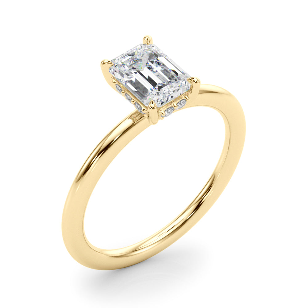 2.50ct Emerald Cut Diamond Solitaire Engagement Ring with Hidden Halo – 18ct Rose Gold Romantic Grandeur