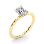 2.50ct Emerald Cut Diamond Solitaire Engagement Ring with Hidden Halo – 18ct Yellow Gold Classic Opulence