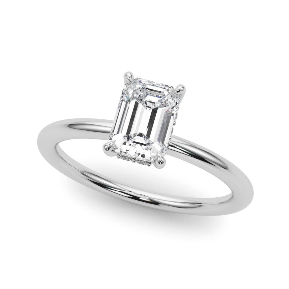 2.50ct Emerald Cut Diamond Solitaire Engagement Ring with Hidden Halo – 18ct Rose Gold Romantic Grandeur